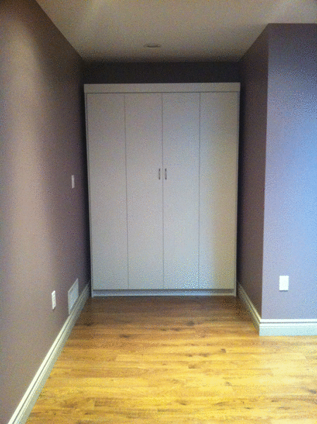 Queen Flat Panel Wall-Bed Custom Made for Unique Wall Opening